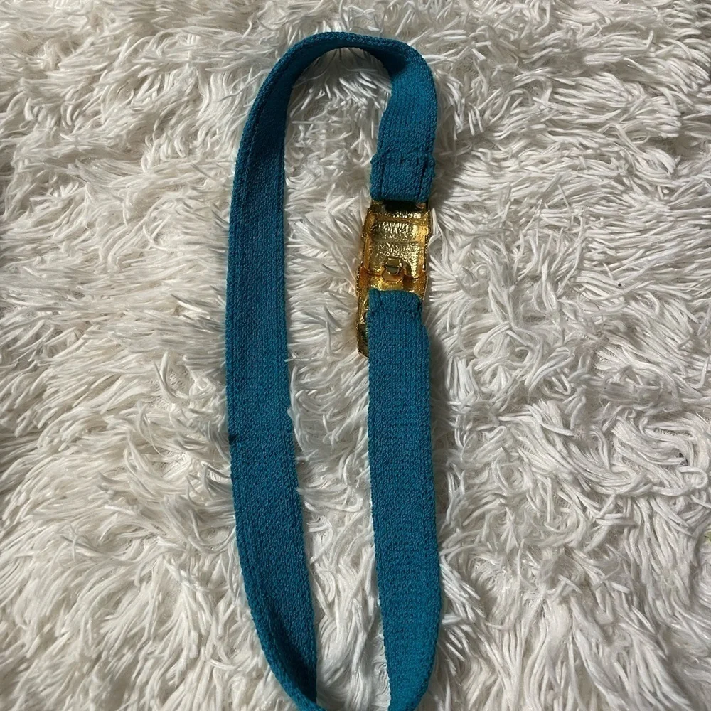 VTG Teal Gold Ring Fabric Belt